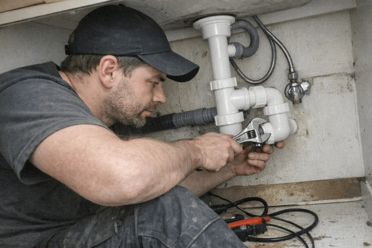 Ausgebaute Küchenschränke und ein abgekoppelter Herd stehen sortiert neben einer freien Wand.