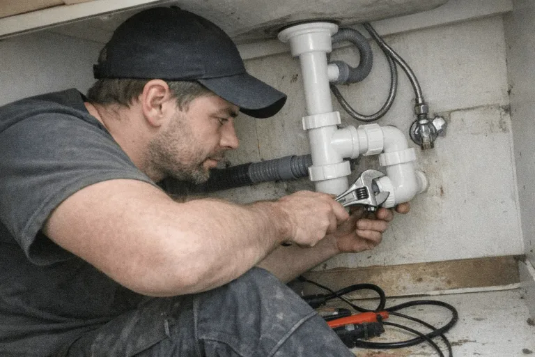 Ausgebaute Küchenschränke stehen neben abgeklemmten Leitungen in einer leeren Wohnung.